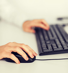 Image showing woman hands with keyboard and mouse