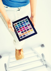 Image showing woman working with color sample app