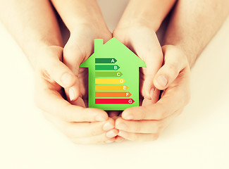 Image showing hands holding green paper house