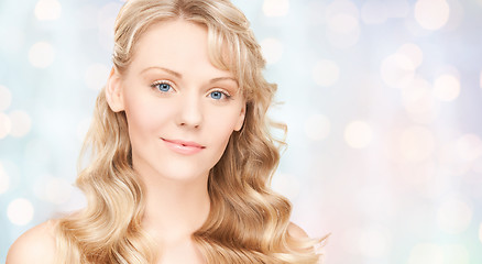 Image showing beautiful young woman face with long wavy hair