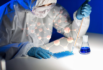 Image showing close up of scientist making test in lab