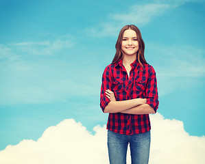 Image showing smiling young woman in casual clothes