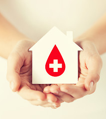 Image showing hands holding house with donor sign