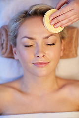 Image showing close up of woman having face massage in spa