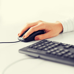 Image showing woman hands with keyboard and mouse