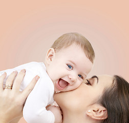 Image showing laughing baby playing with mother