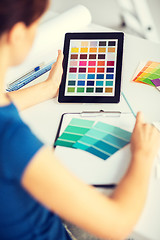 Image showing woman working with color samples for selection