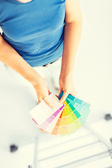 Image showing woman working with color samples for selection