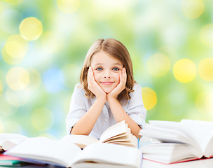 Image showing happy student girl with books at school