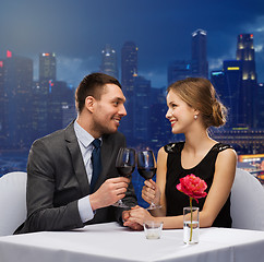 Image showing couple with glasses of champagne at restaurant