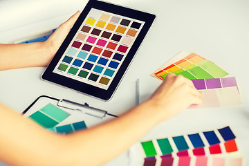 Image showing woman working with color samples for selection