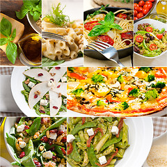 Image showing healthy and tasty Italian food collage