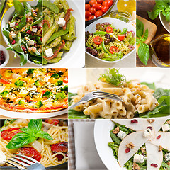 Image showing healthy and tasty Italian food collage