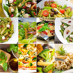 Image showing healthy and tasty Italian food collage