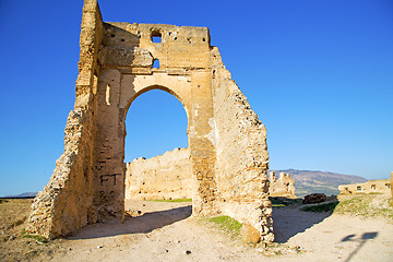 Image showing   arch in africa old construction street  blue sky