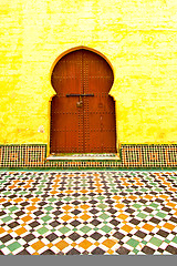 Image showing historical in  antique building door morocco style africa   wood