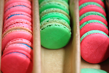 Image showing colorfull french macarons in the box