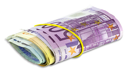 Image showing Pile scroll of Euro banknotes