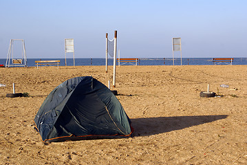 Image showing Camping on the beach