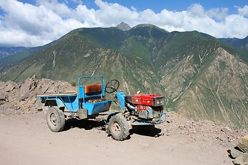 Image showing Small chinese tractor in Tibet