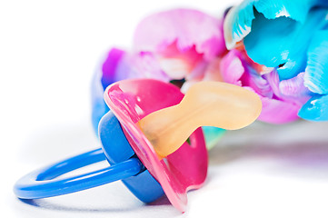 Image showing Pacifier with multicolored tulips