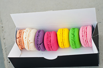 Image showing Macarons cookies in box