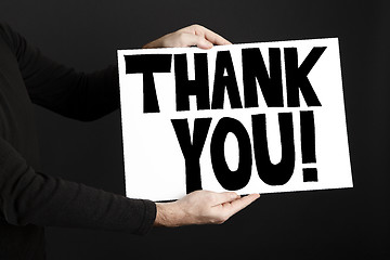 Image showing Man holding poster with thank you