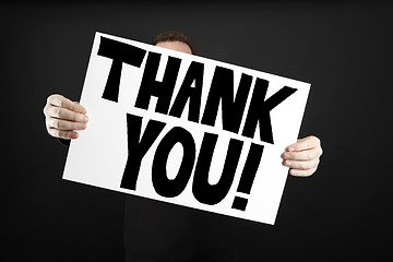 Image showing Man holding poster with thank you