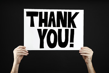 Image showing Man holding poster with thank you