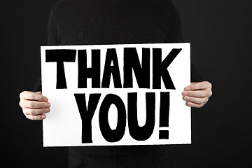Image showing Man holding poster with thank you