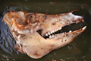 Image showing skull bone from roasted pig head 