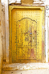 Image showing historical in  antique building door yellow