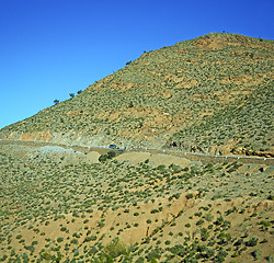Image showing hill in   africa morocco the atlas valley dry mountain ground is