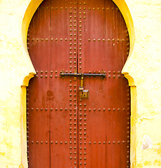 Image showing historical in  antique building door morocco style africa   wood