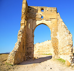 Image showing morocco arch in africa old construction street  the blue sky