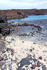 Image showing hervideros  in white coast lanzarote    water  and summer 