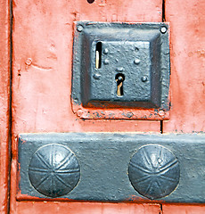 Image showing rusty  brown    morocco in africa the red  safe padlock 