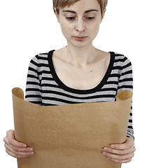 Image showing Woman holding a paper