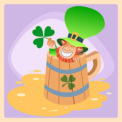 Image showing Leprechaun in a mug of beer St. Patrick day