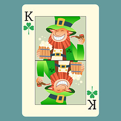 Image showing Playing card king green leprechaun St. Patrick day