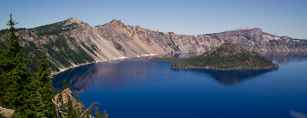 Image showing Crater Lake Wizard Island West Rim Caldera Volcano Cone