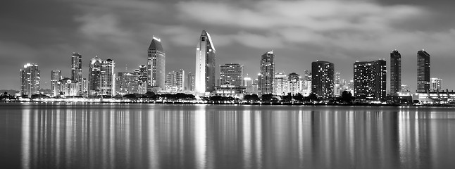 Image showing Late Night Coronado San Diego Bay Downtown City Skyline