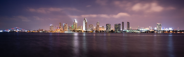 Image showing Late Night Coronado San Diego Bay Downtown City Skyline