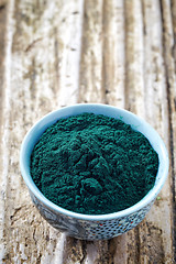 Image showing bowl of spirulina algae powder