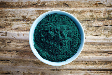 Image showing bowl of spirulina algae powder