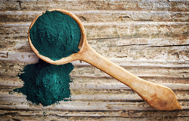 Image showing spoon of spirulina algae powder