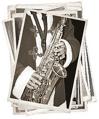 Image showing Vintage photos with saxophonist