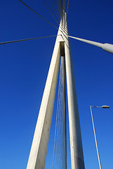 Image showing Details of Ada bridge tower in Belgrade, Serbia