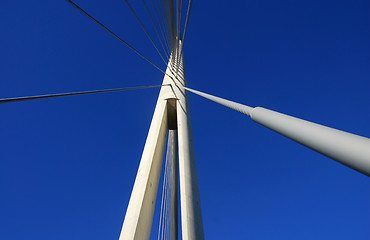 Image showing Details of Ada bridge tower in Belgrade, Serbia