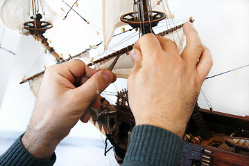 Image showing Making wooden boat